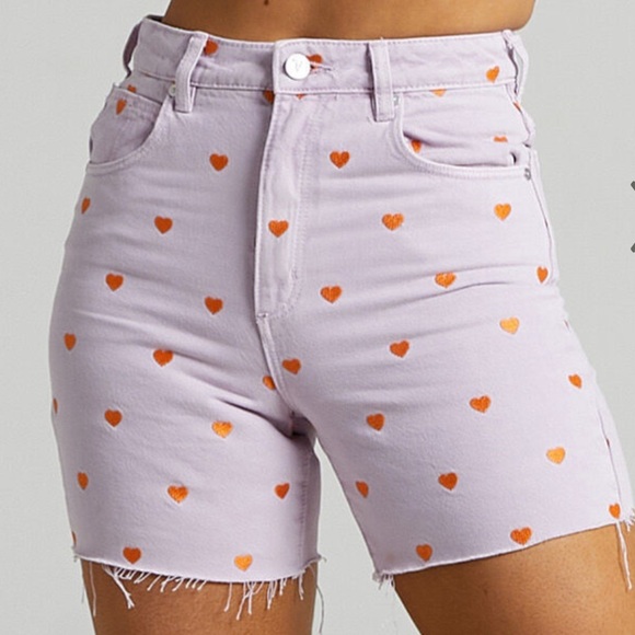 Dyspnea Heart Denim Shorts 